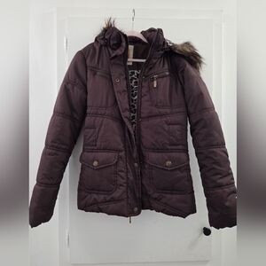 Dollhouse Brown Hooded Jacket with Faux Fur Trim